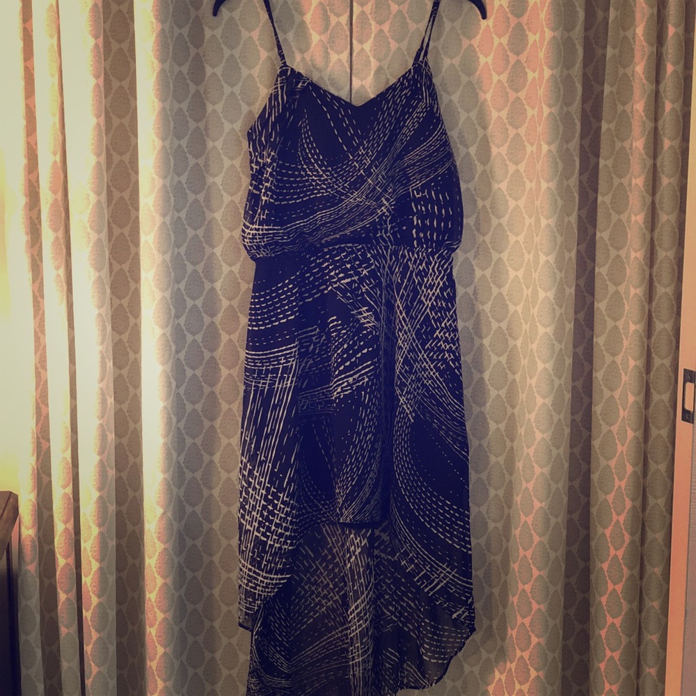 Spaghetti strap black and white shift dress